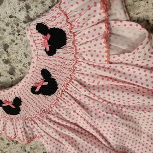 Minnie mouse smock onesie